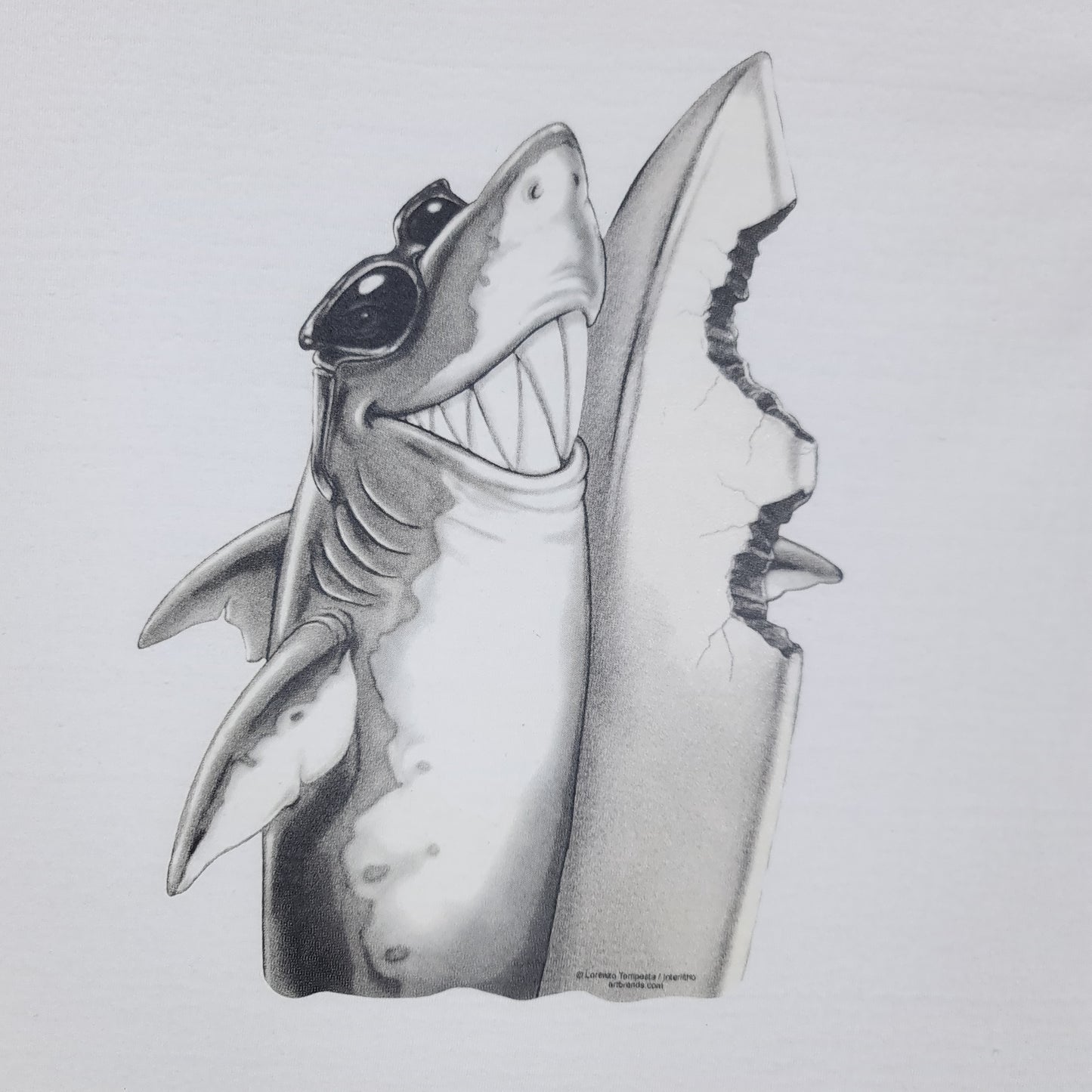 Shark Surfboard White Tee - S