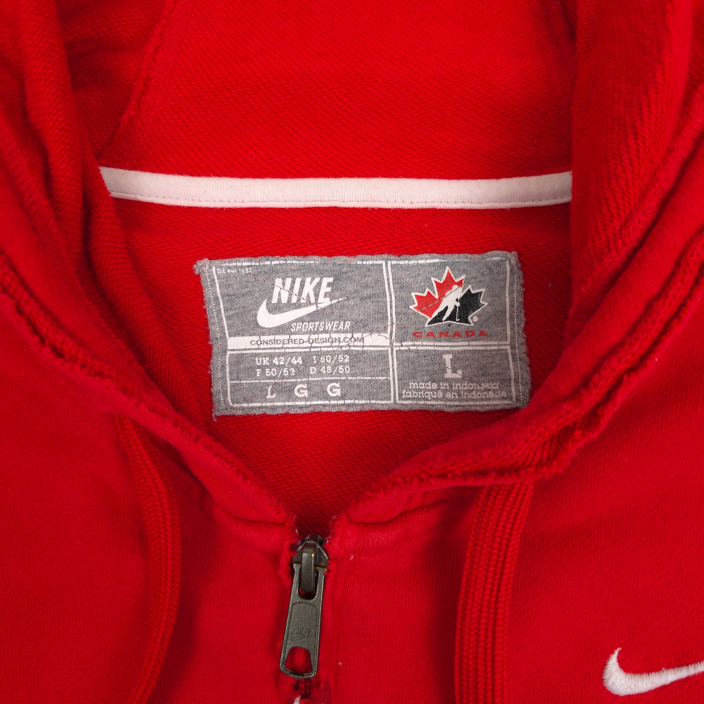 Vintage Nike Team Canada Full Zip Hoodie - L