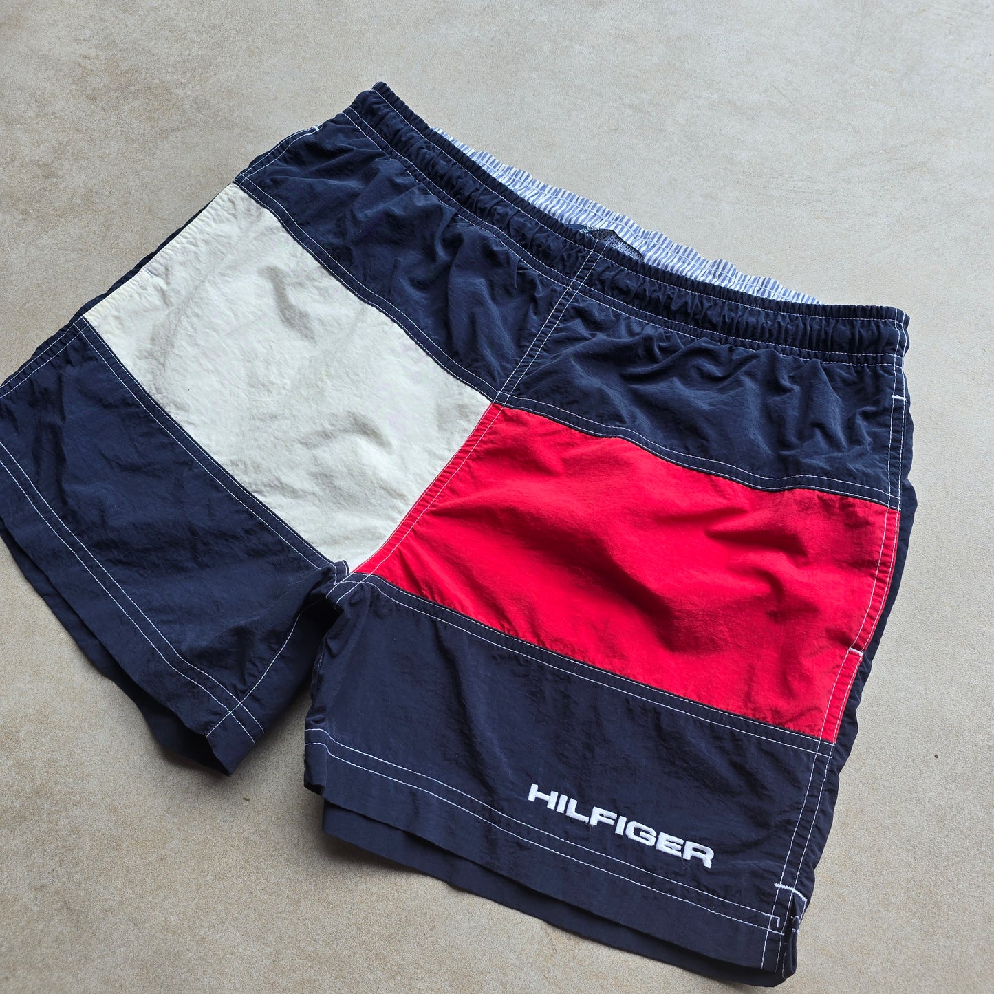 Vintage Tommy Hilfiger Flag Swim Shorts - M