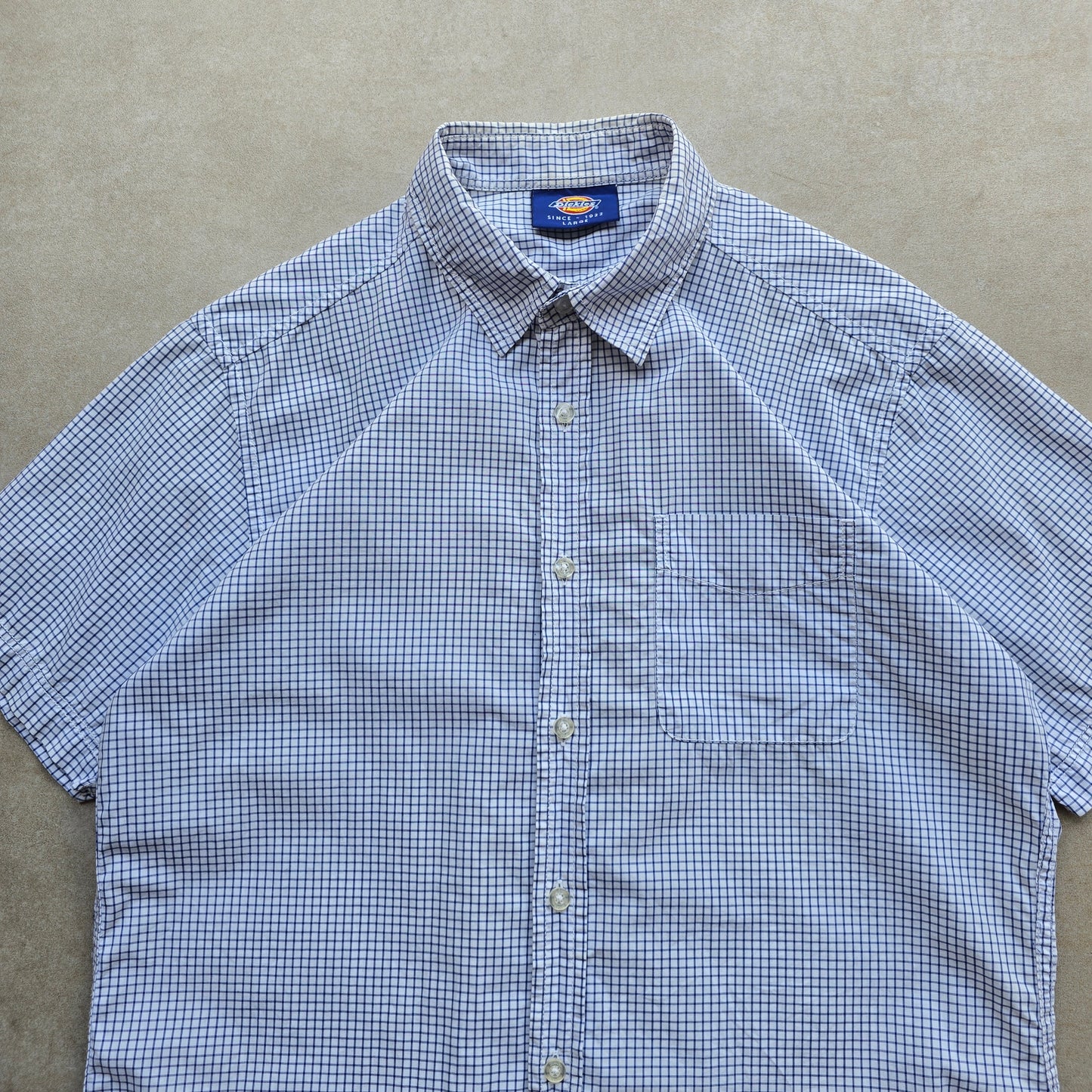 Y2K Dickies Check Short Sleeve Button Up Shirt - M