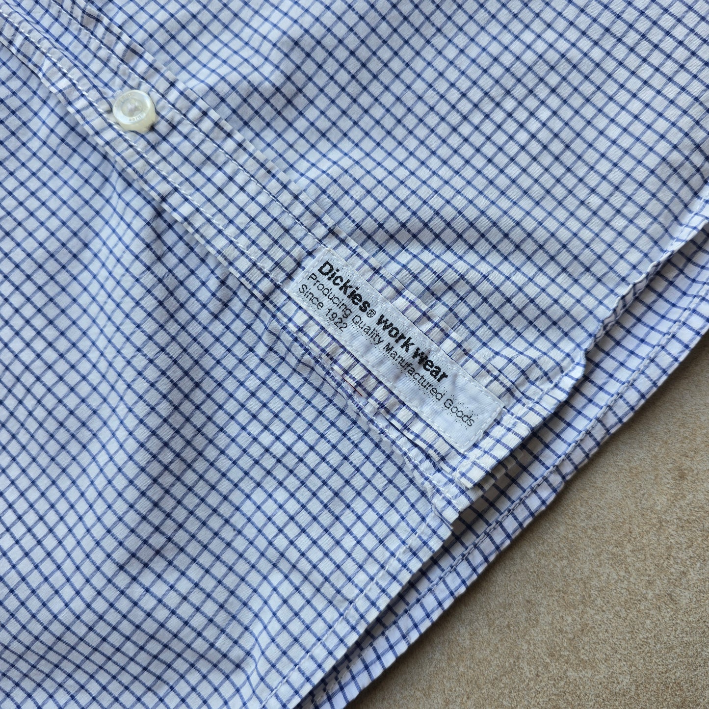 Y2K Dickies Check Short Sleeve Button Up Shirt - M