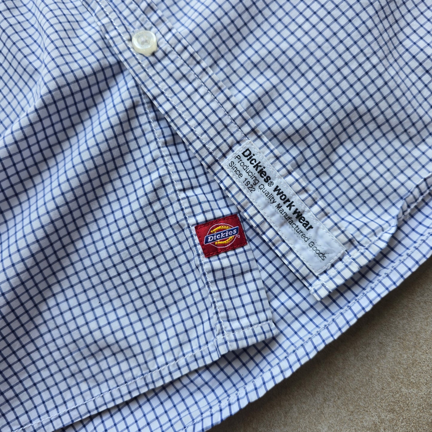 Y2K Dickies Check Short Sleeve Button Up Shirt - M