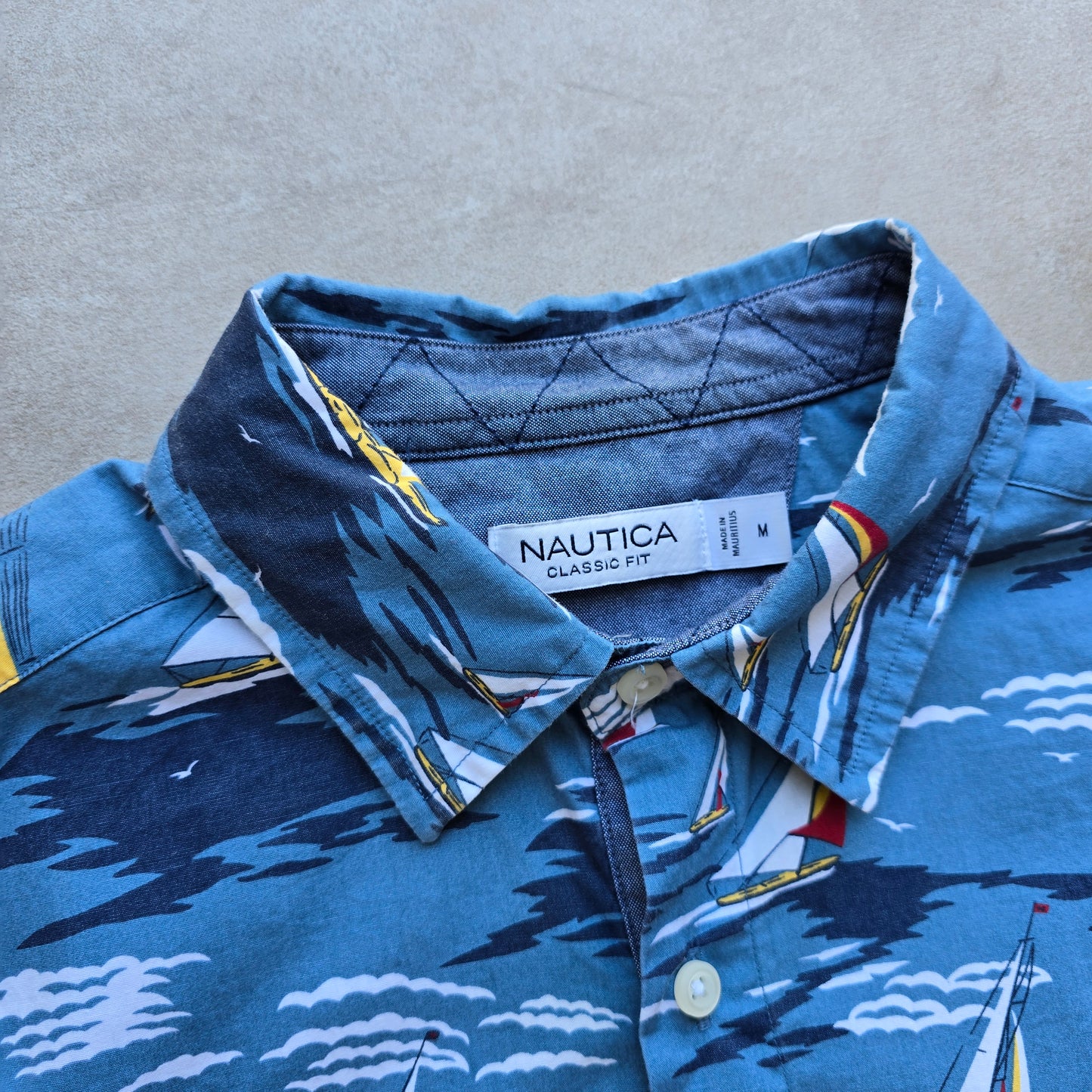 Nautica AOP Boat Button Up Shirt - M