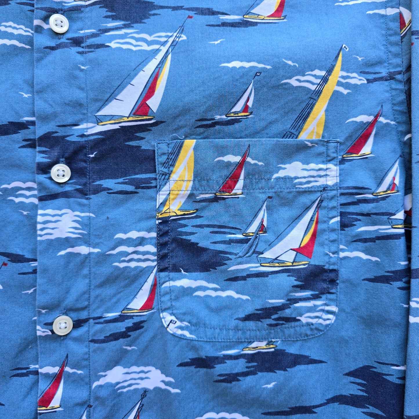 Nautica AOP Boat Button Up Shirt - M