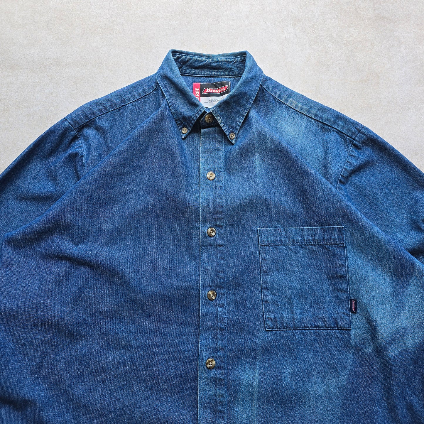 Vintage Dickies Sun Faded Denim Shirt - XL