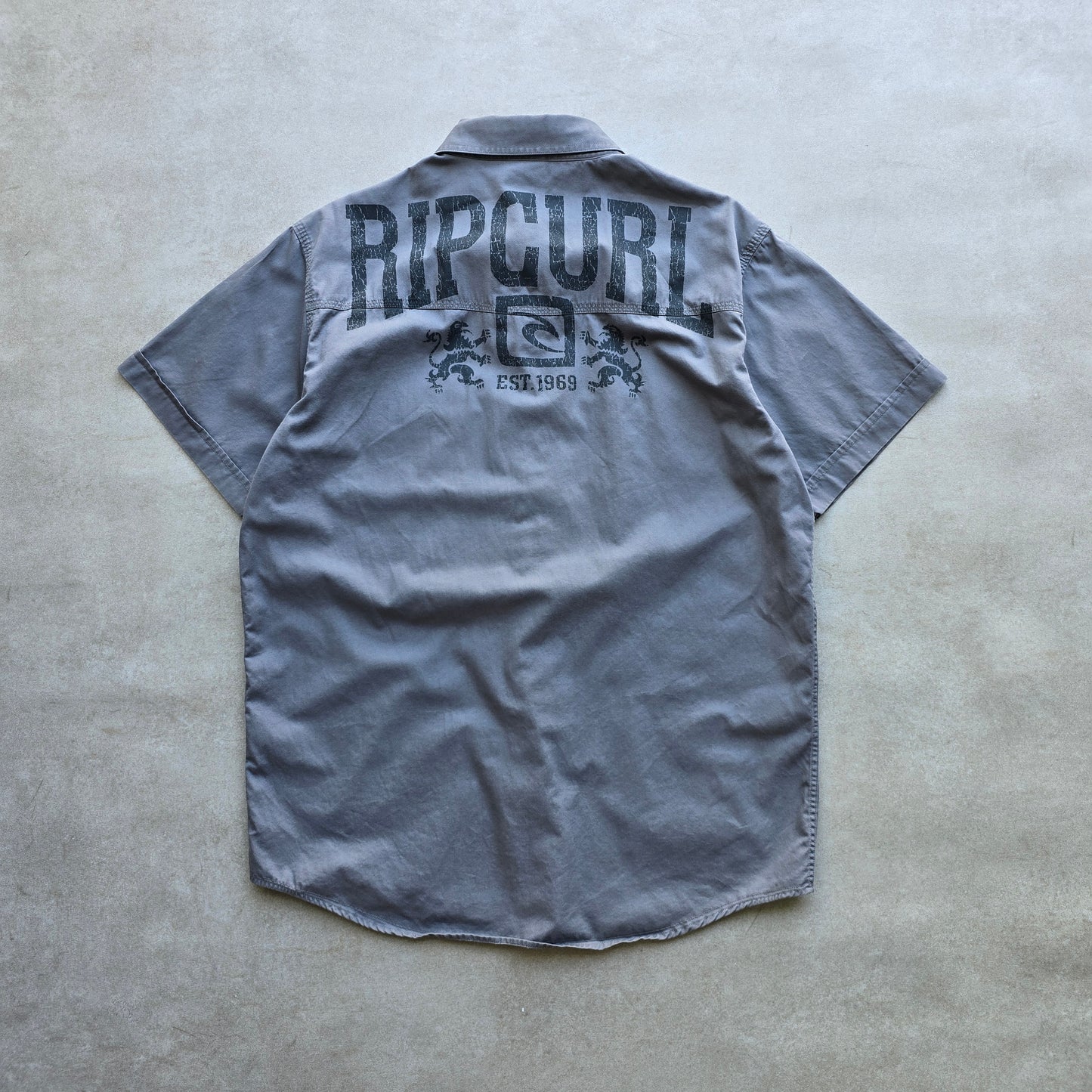 Y2K Rip Curl Short Sleeve Button Up Shirt - L