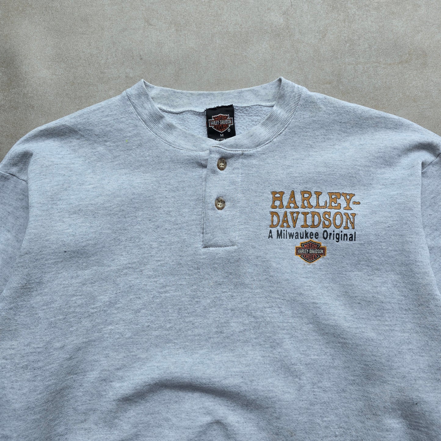 Vintage Harley Davidson Henley Sweatshirt - M