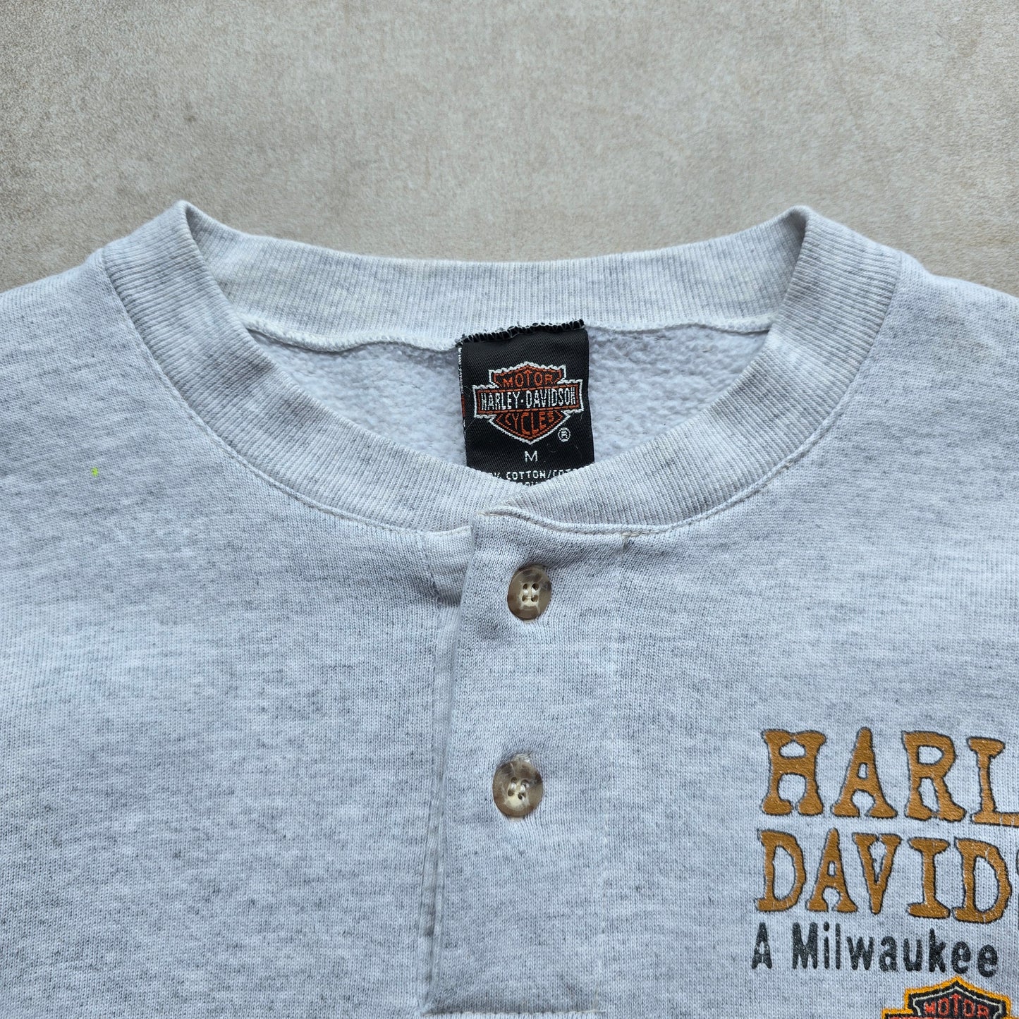 Vintage Harley Davidson Henley Sweatshirt - M