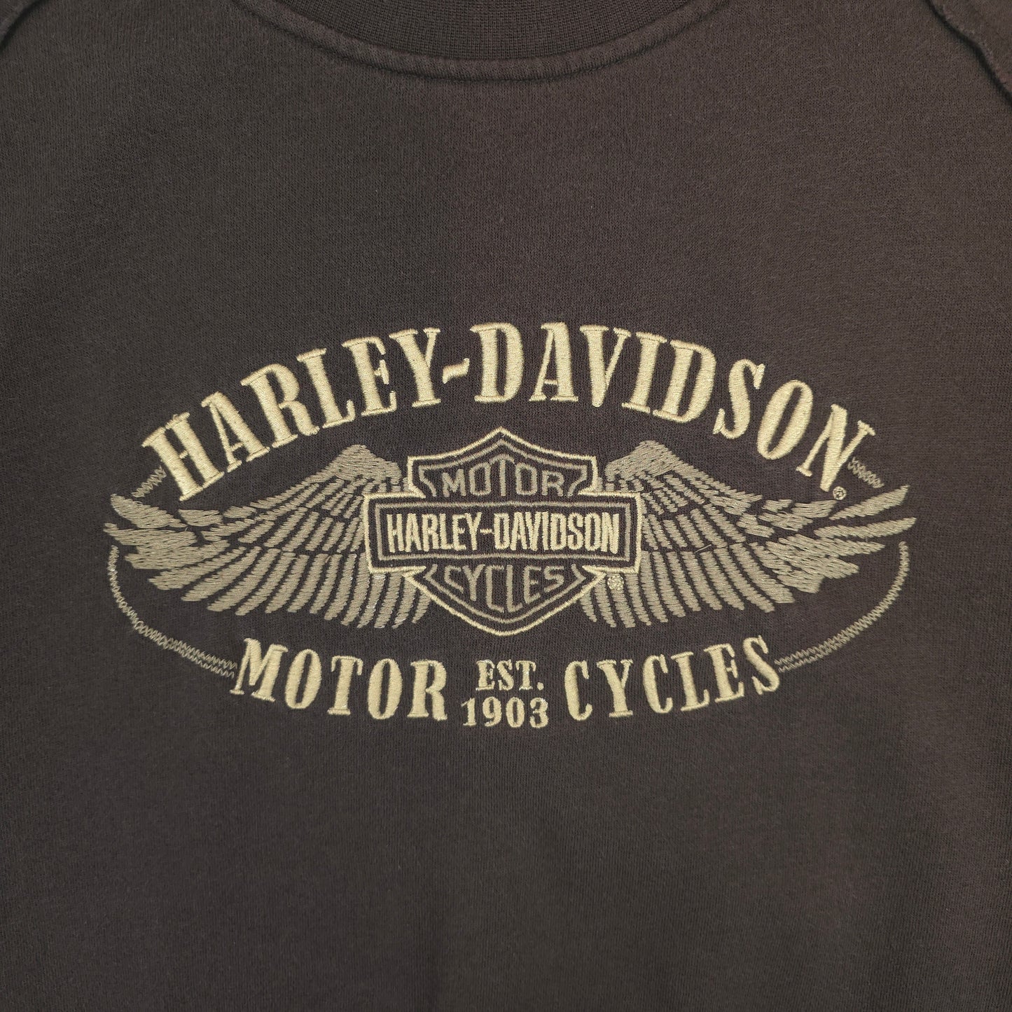 Y2K Harley Davidson Embroidered Sweatshirt - L