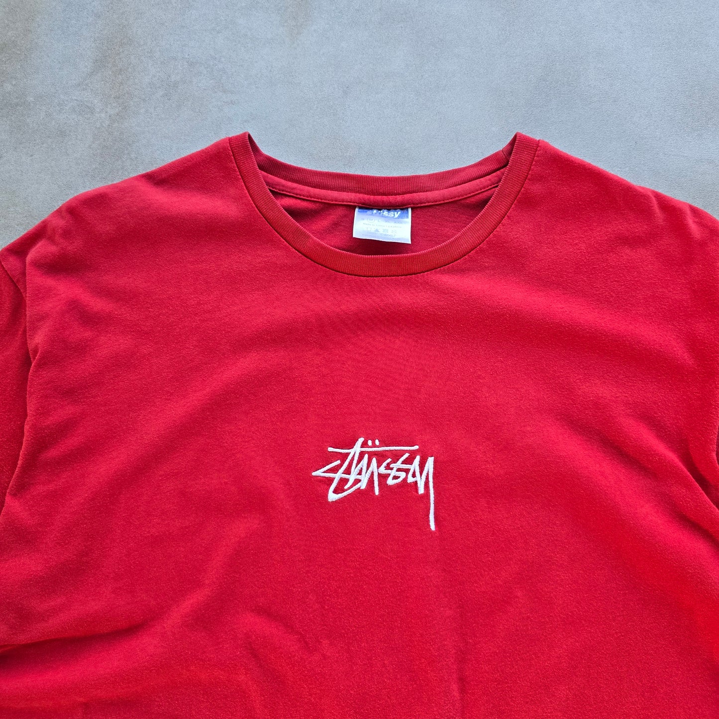 Y2K Stussy Embroidered Centre Logo Tee - M