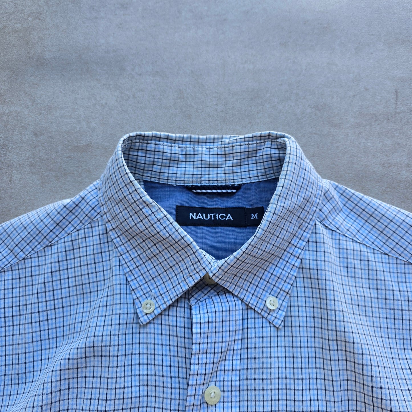 Y2K Nautica Check Short Sleeve Button Up Shirt - M