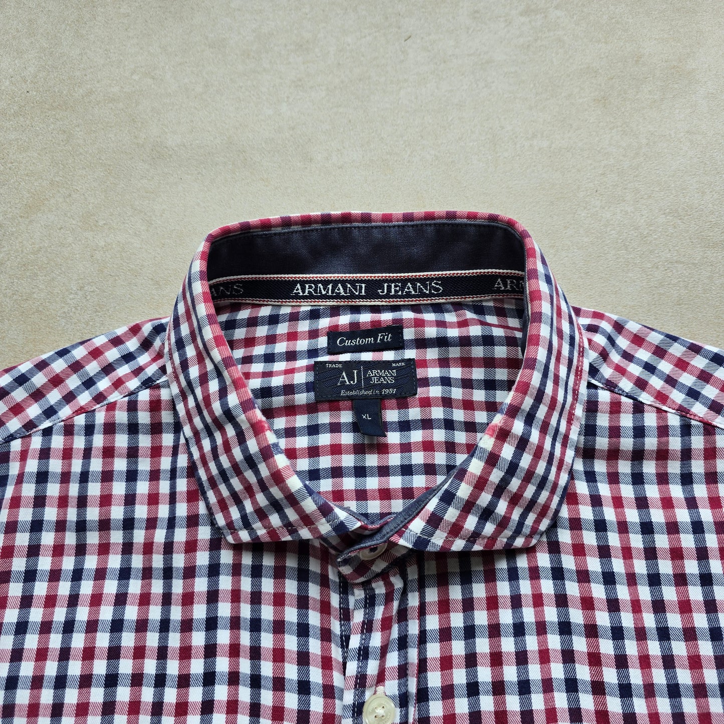 Armani Jeans Check Long Sleeve Button Up Shirt - L