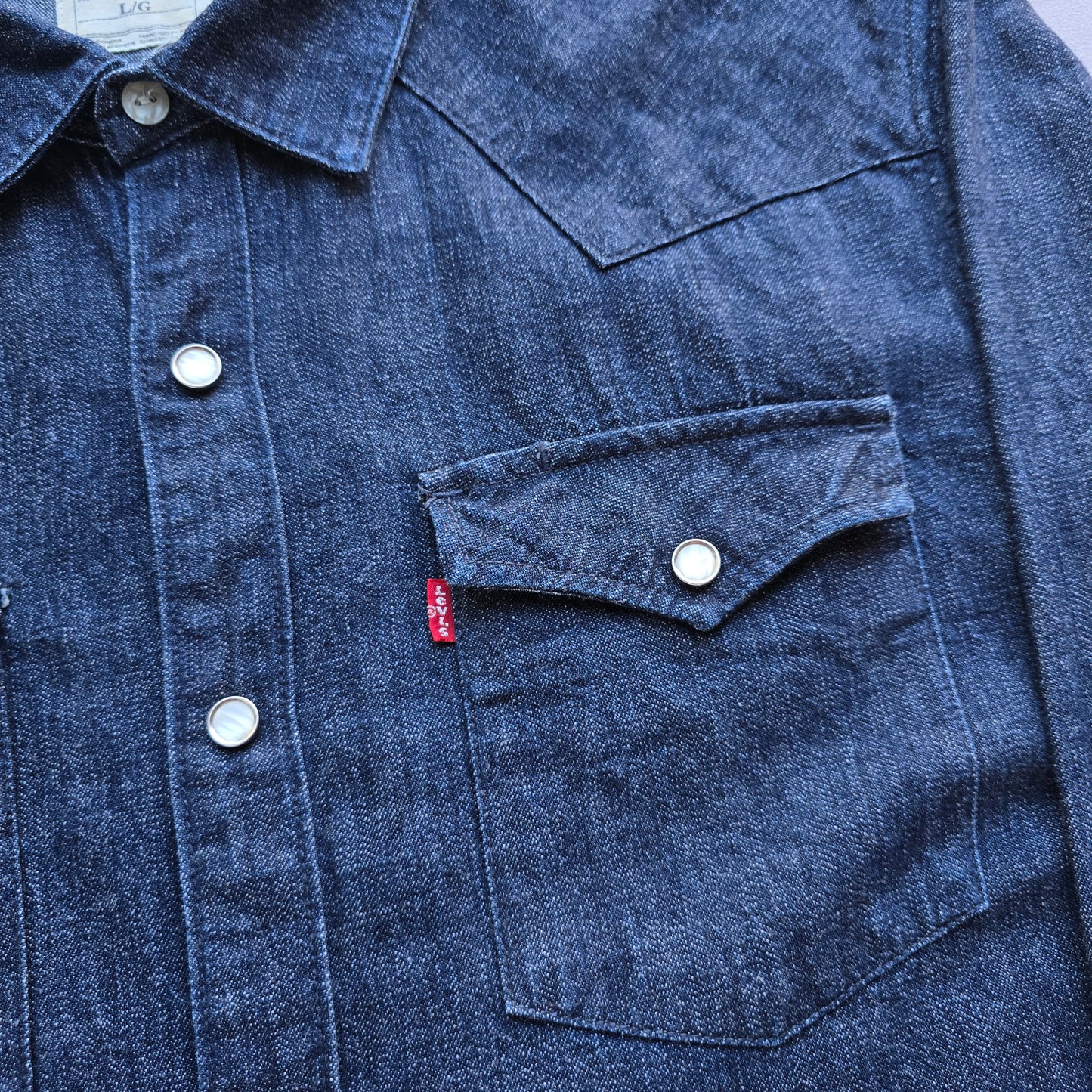 Levi's Pearl Snap Long Sleeve Denim Shirt - L
