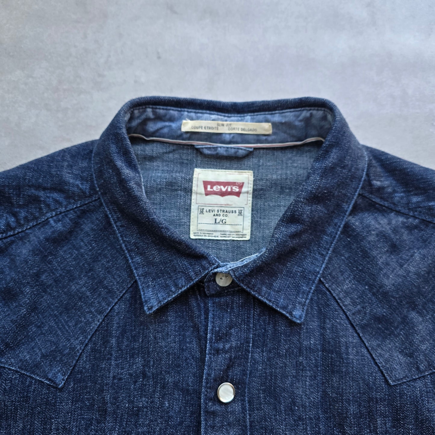 Levi's Pearl Snap Long Sleeve Denim Shirt - L