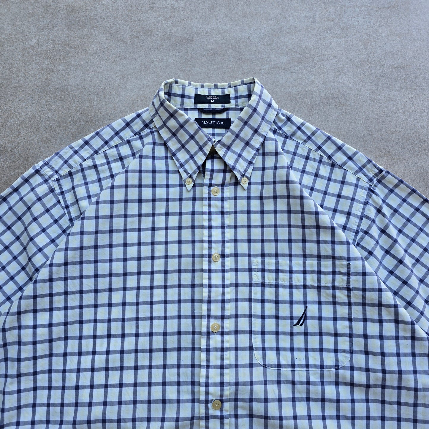Y2K Nautica Check Short Sleeve Button Up Shirt - L