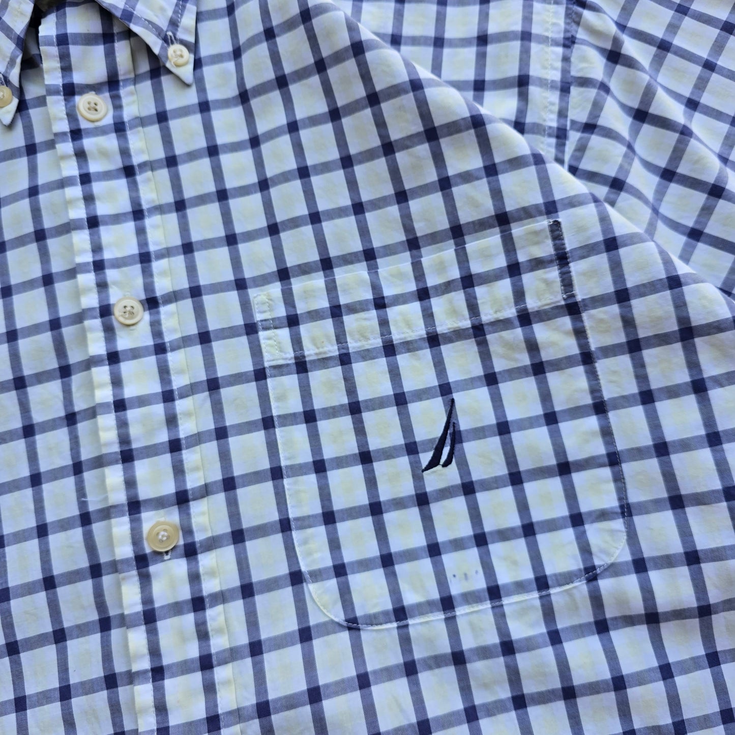 Y2K Nautica Check Short Sleeve Button Up Shirt - L