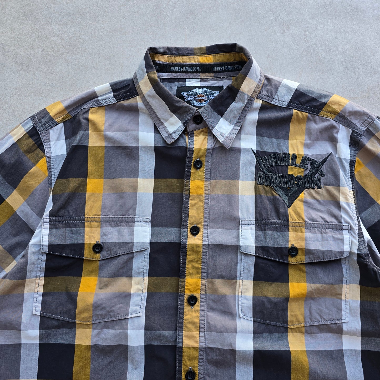 Harley Davison Short Sleeve Button Up Shirt - L