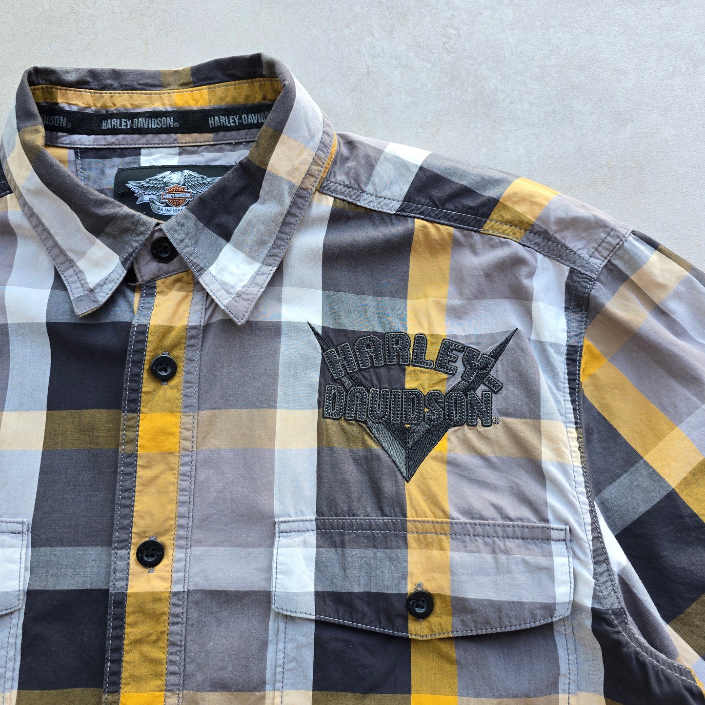 Harley Davison Short Sleeve Button Up Shirt - L