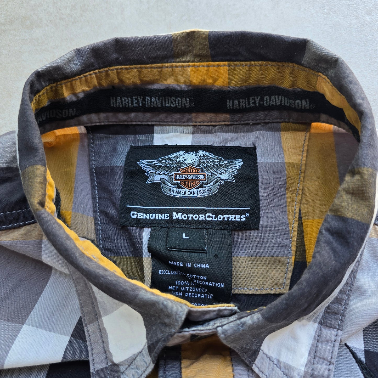 Harley Davison Short Sleeve Button Up Shirt - L