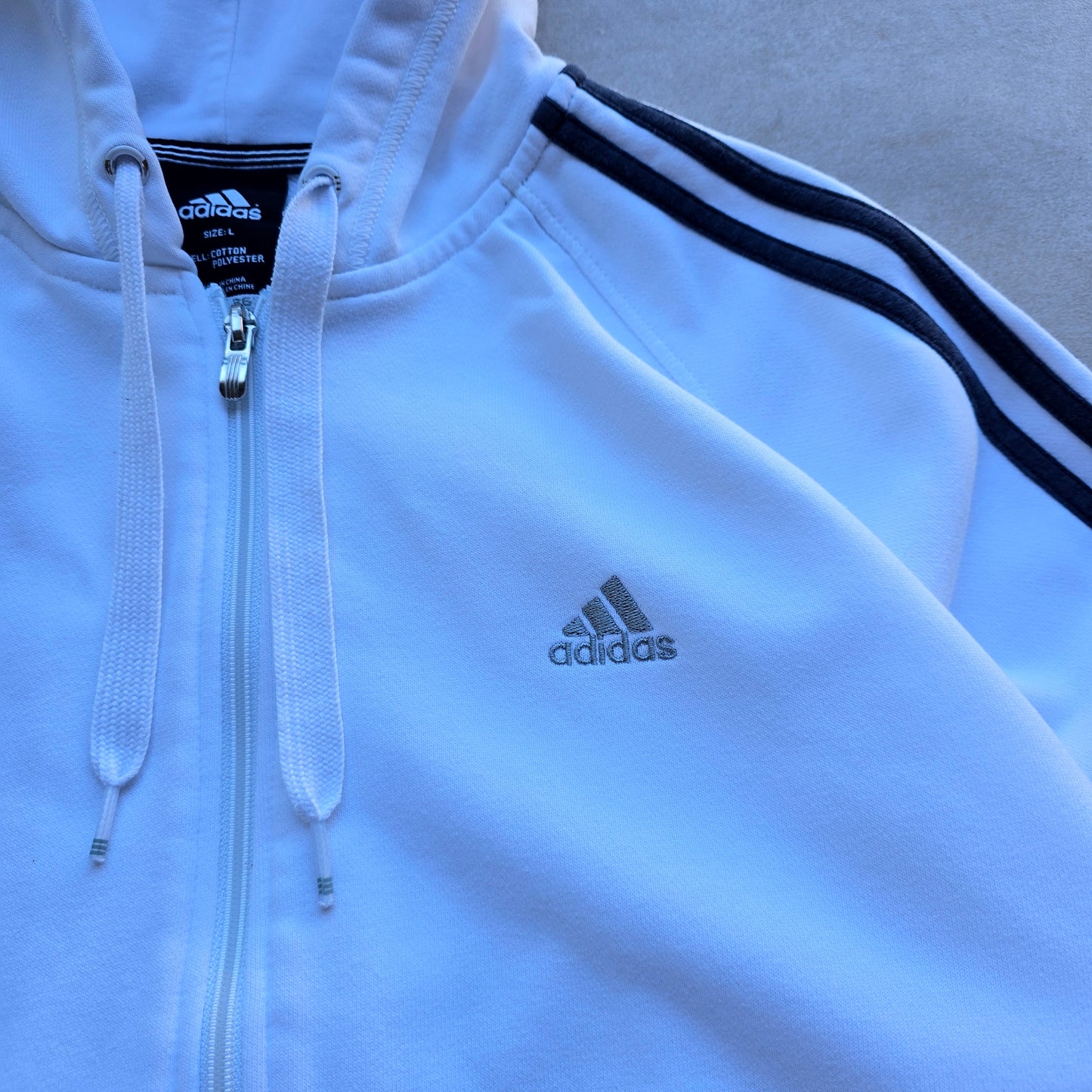 Y2K Adidas Full Zip Hoodie - L