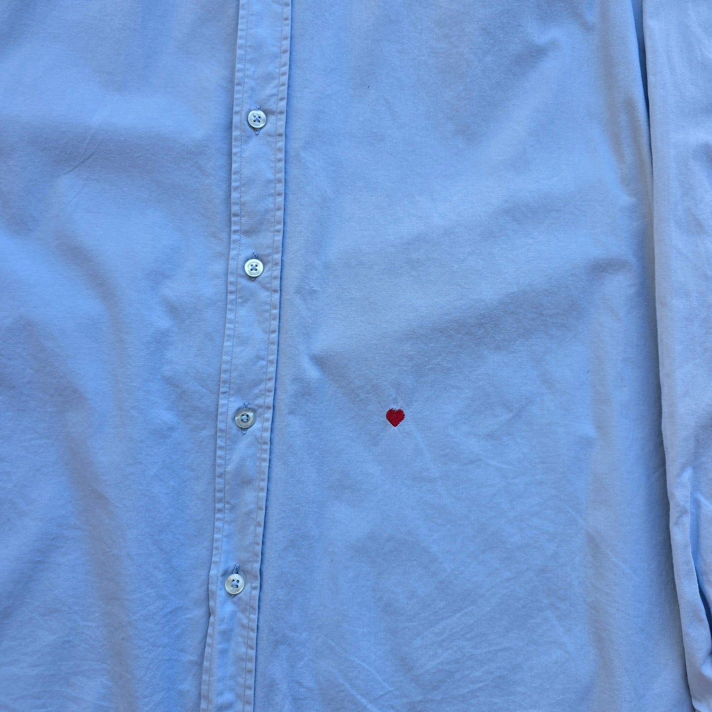 Moschino Embroidered Heart Blue Button Up Shirt - L
