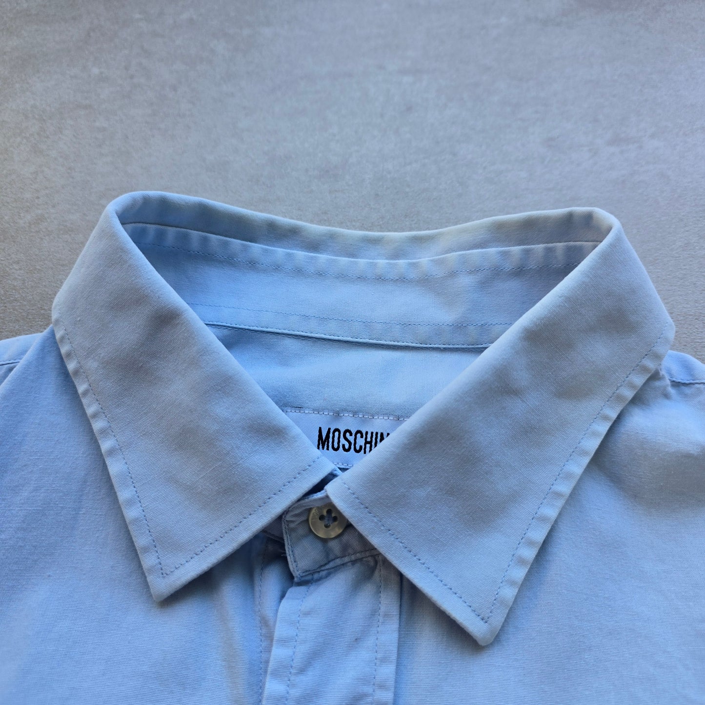 Moschino Embroidered Heart Blue Button Up Shirt - L