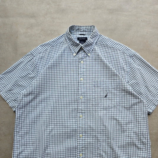 Vintage Nautica Check Short Sleeve Button Up Shirt - XL