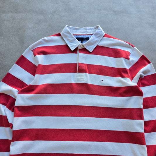 Tommy Hilfiger Striped Long Sleeve Polo Rugby Shirt - XL