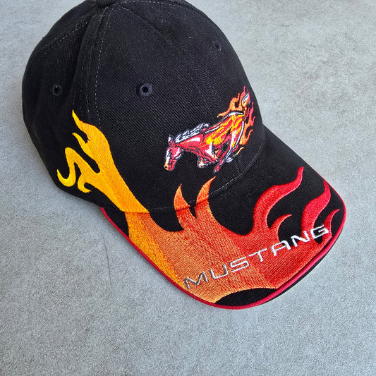 Vintage Ford Mustang Embroidered Flames Hat