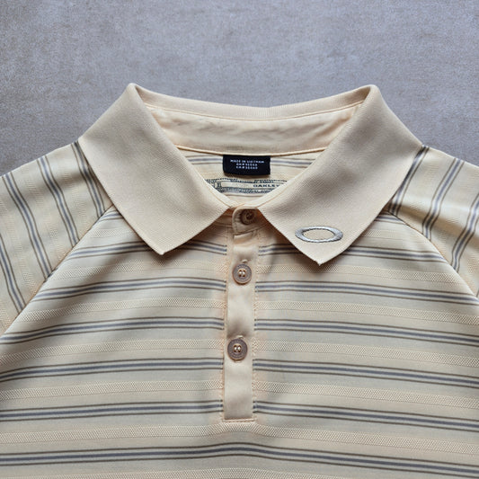 Vintage 2000's Oakley Embroidered Logo Striped Polo Shirt - XL