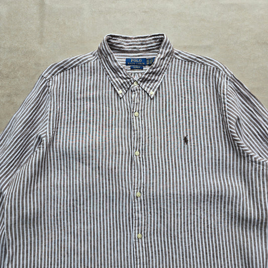 Ralph Lauren Striped Linen Long Sleeve Button Up Shirt - XXL
