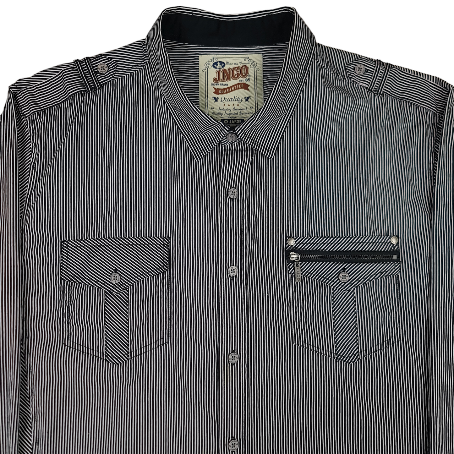 Vintage JNCO Striped Button Up Shirt - XL