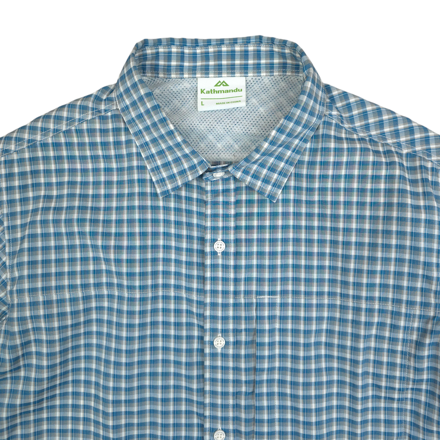 Kathmandu Lightweight Check Short Sleeve Button Up Shirt - L
