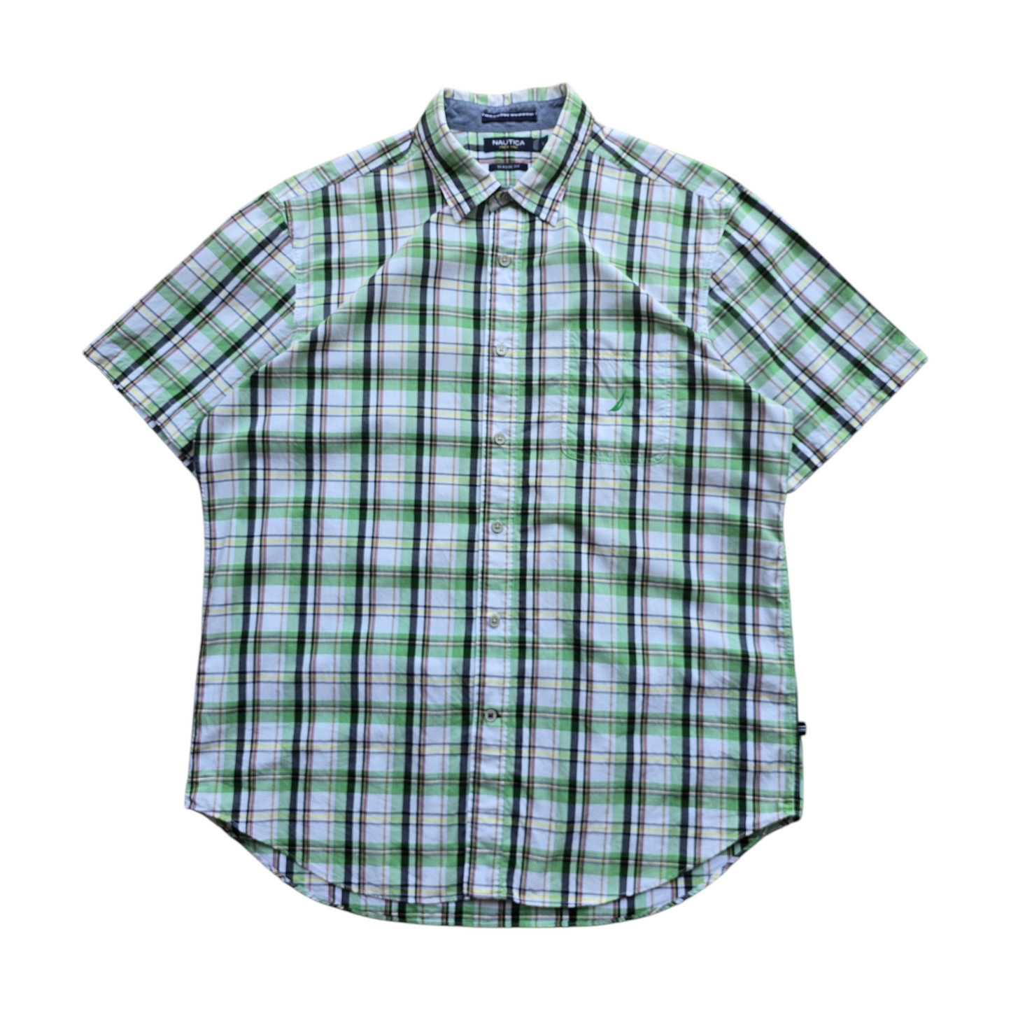 Nautica Plaid Short Sleeve Button Up Shirt - L