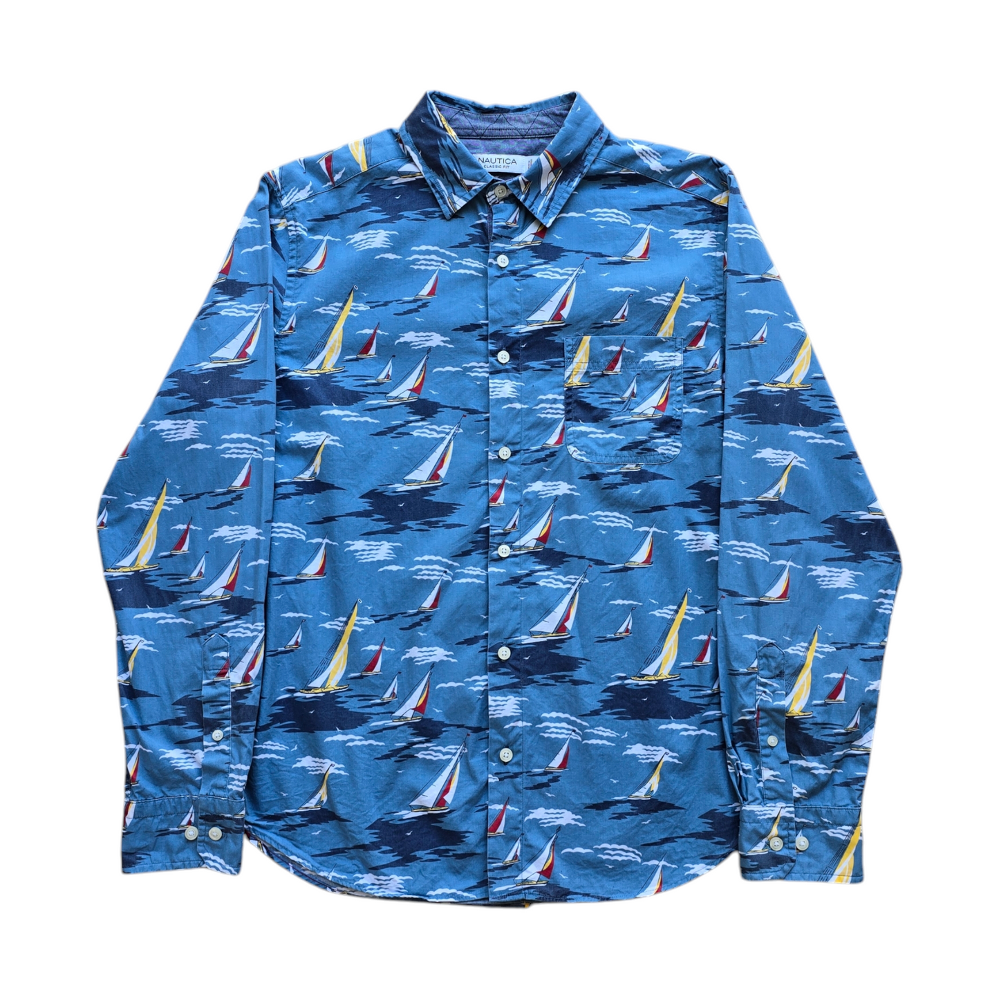 Nautica AOP Boat Button Up Shirt - M