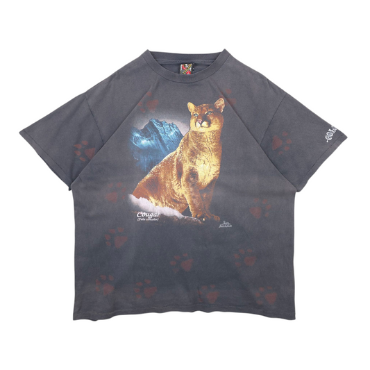Vintage 90's 3D Emblem Cougar Faded Tee - XL
