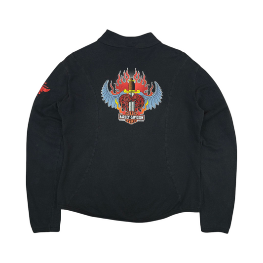 Y2K Harley Davidson Lightweight Full Zip Sweatshirt - WMNS M/L