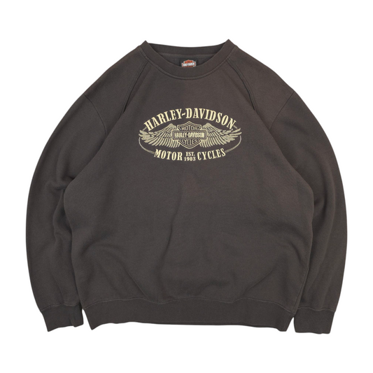 Y2K Harley Davidson Embroidered Sweatshirt - L