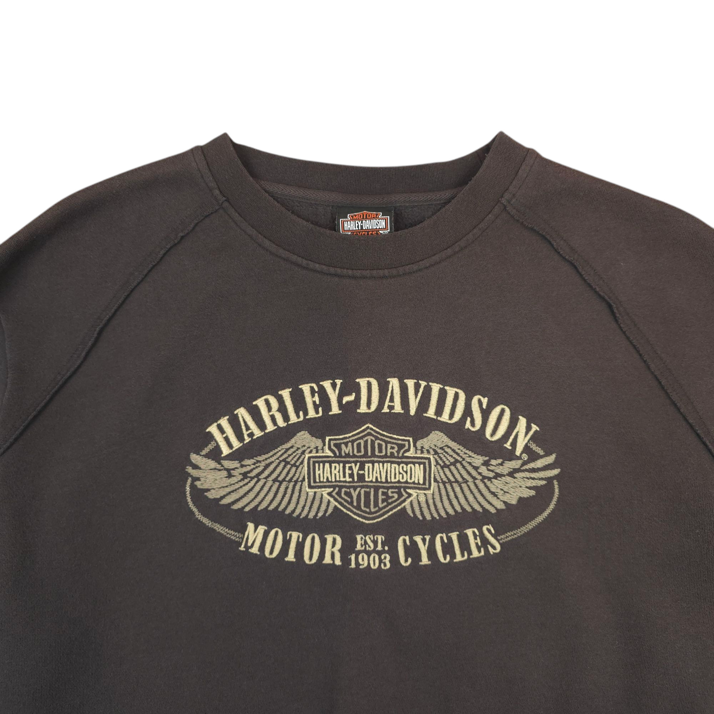 Y2K Harley Davidson Embroidered Sweatshirt - L