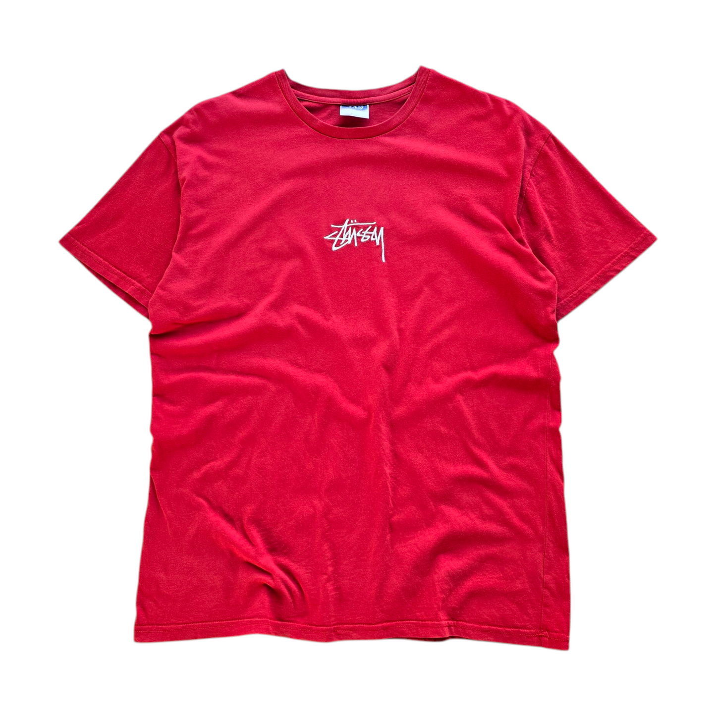 Y2K Stussy Embroidered Centre Logo Tee - M