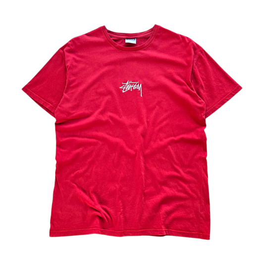 Y2K Stussy Embroidered Centre Logo Tee - M