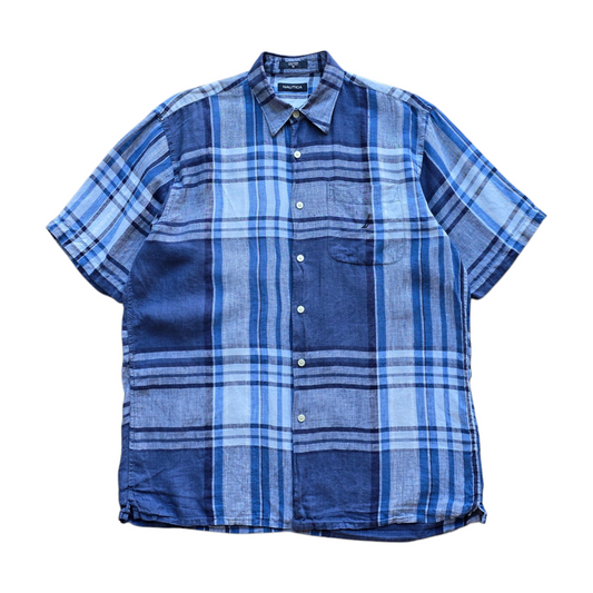 Nautica Linen Short Sleeve Button Up Shirt - M/L
