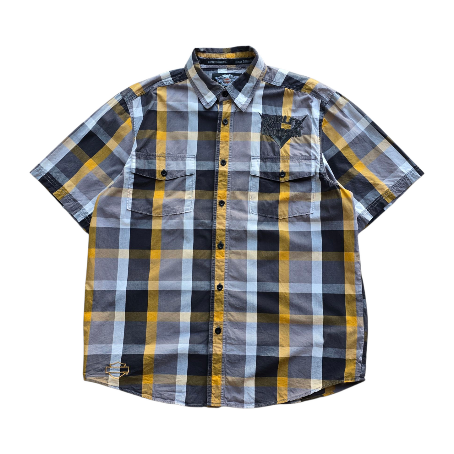 Harley Davison Short Sleeve Button Up Shirt - L