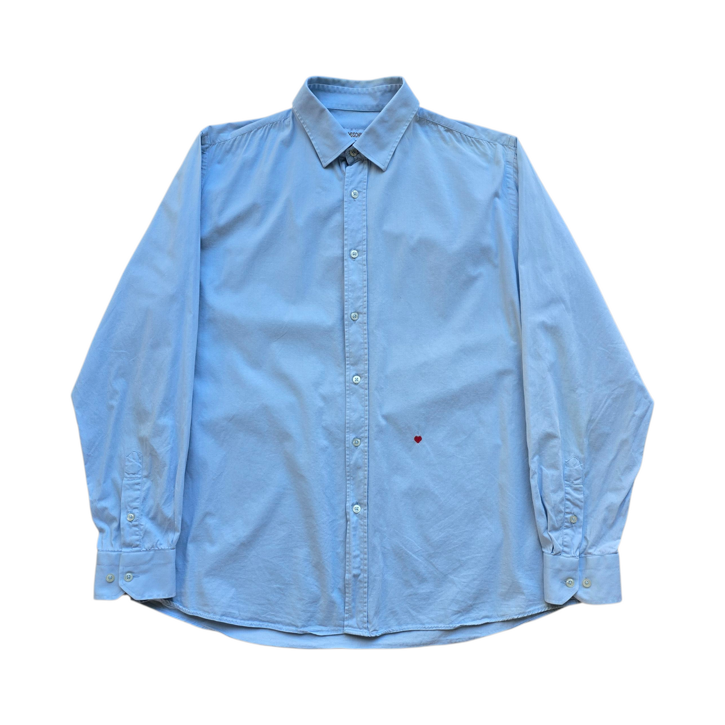 Moschino Embroidered Heart Blue Button Up Shirt - L