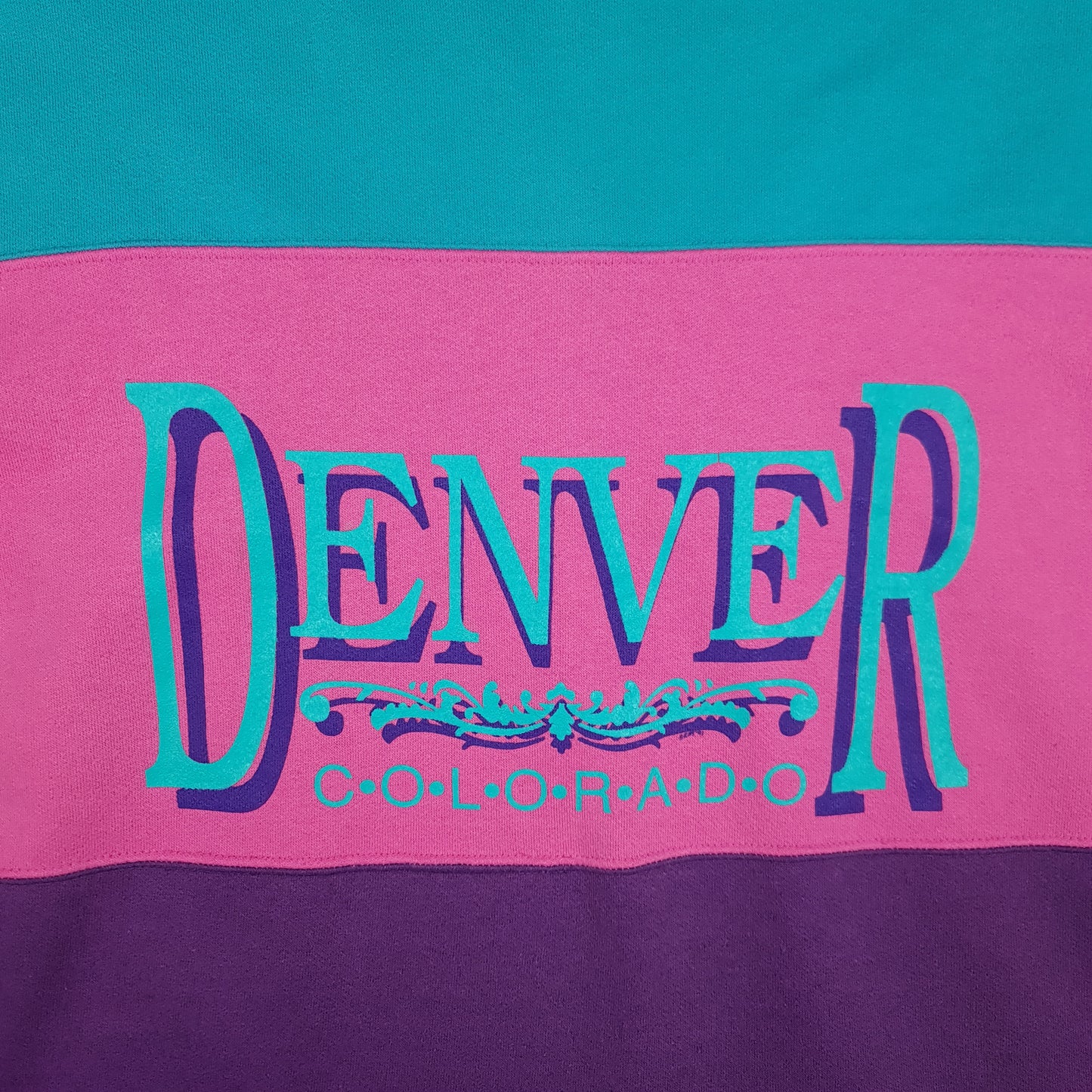 Vintage Denver Colorado Mock Neck Colour Block Sweater - M