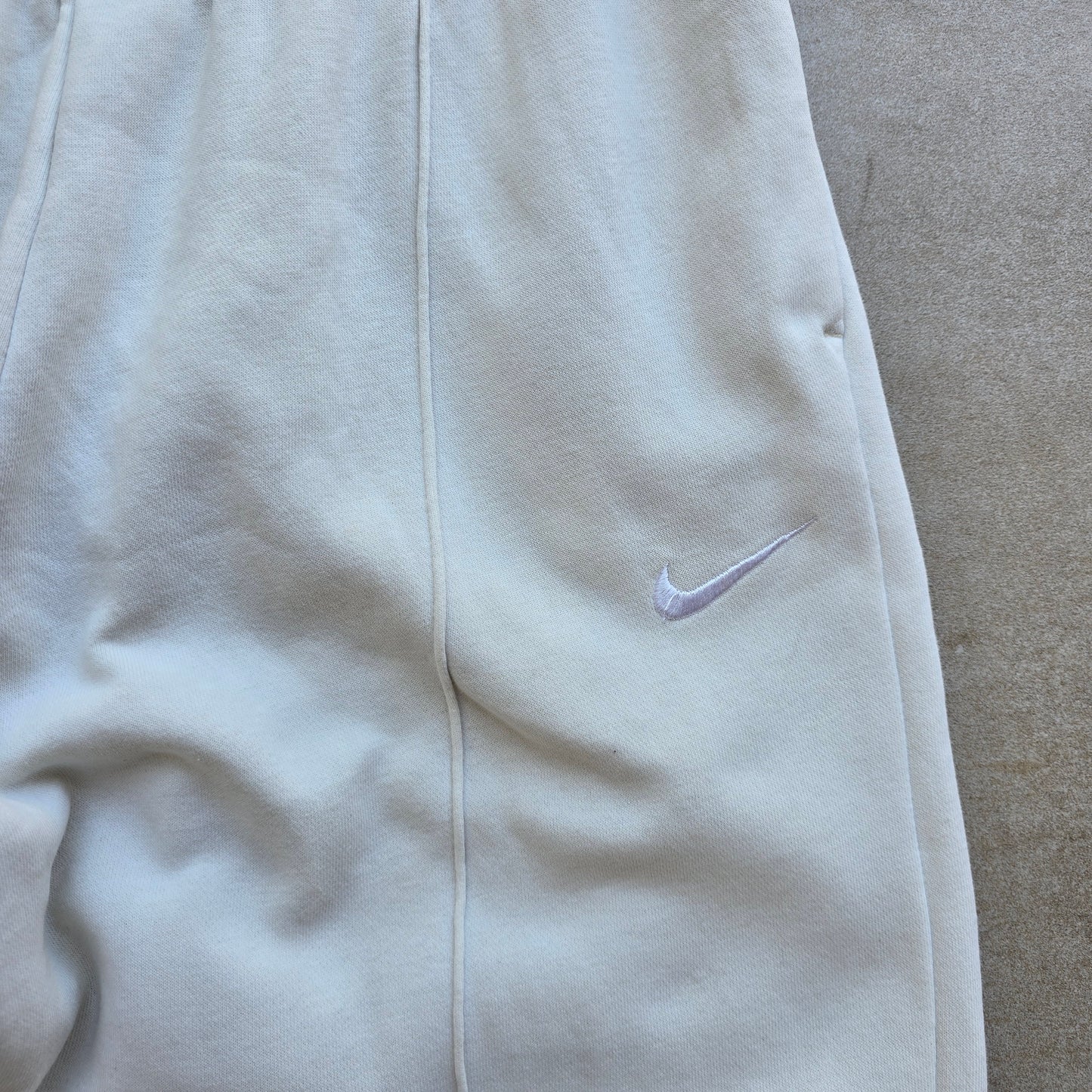 Nike Embroidered Swoosh Cream Sweatpants - WMNS S