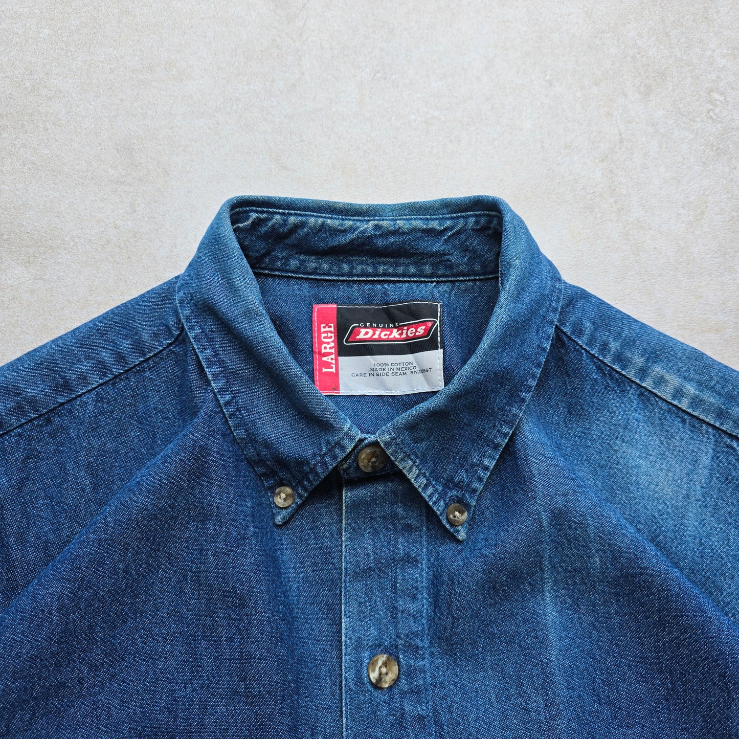 Vintage Dickies Sun Faded Denim Shirt - XL