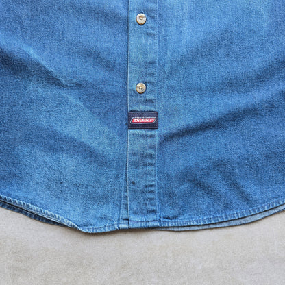 Vintage Dickies Sun Faded Denim Shirt - XL