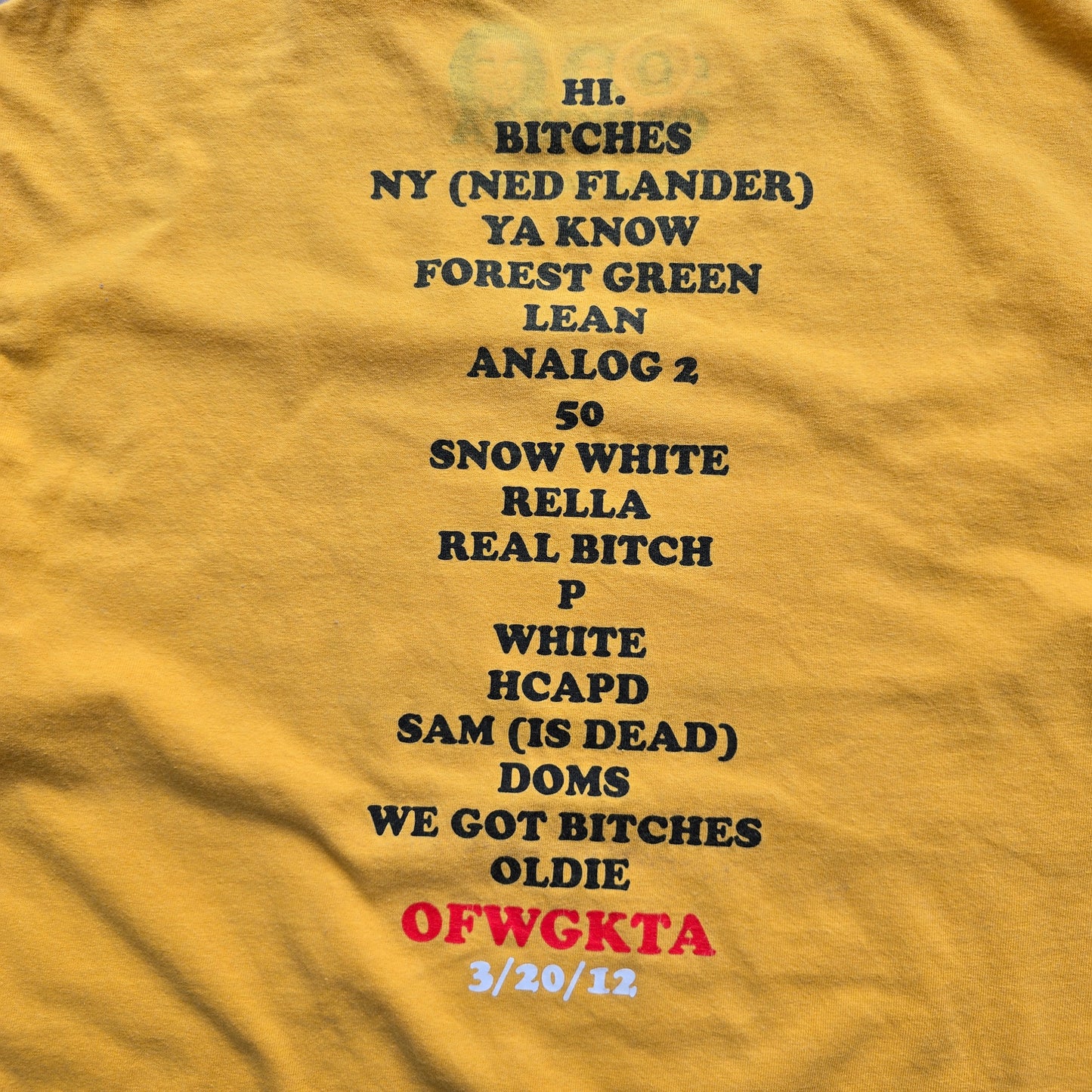 OFWGKTA Left Brain Nose 2012 Tour Tee - M