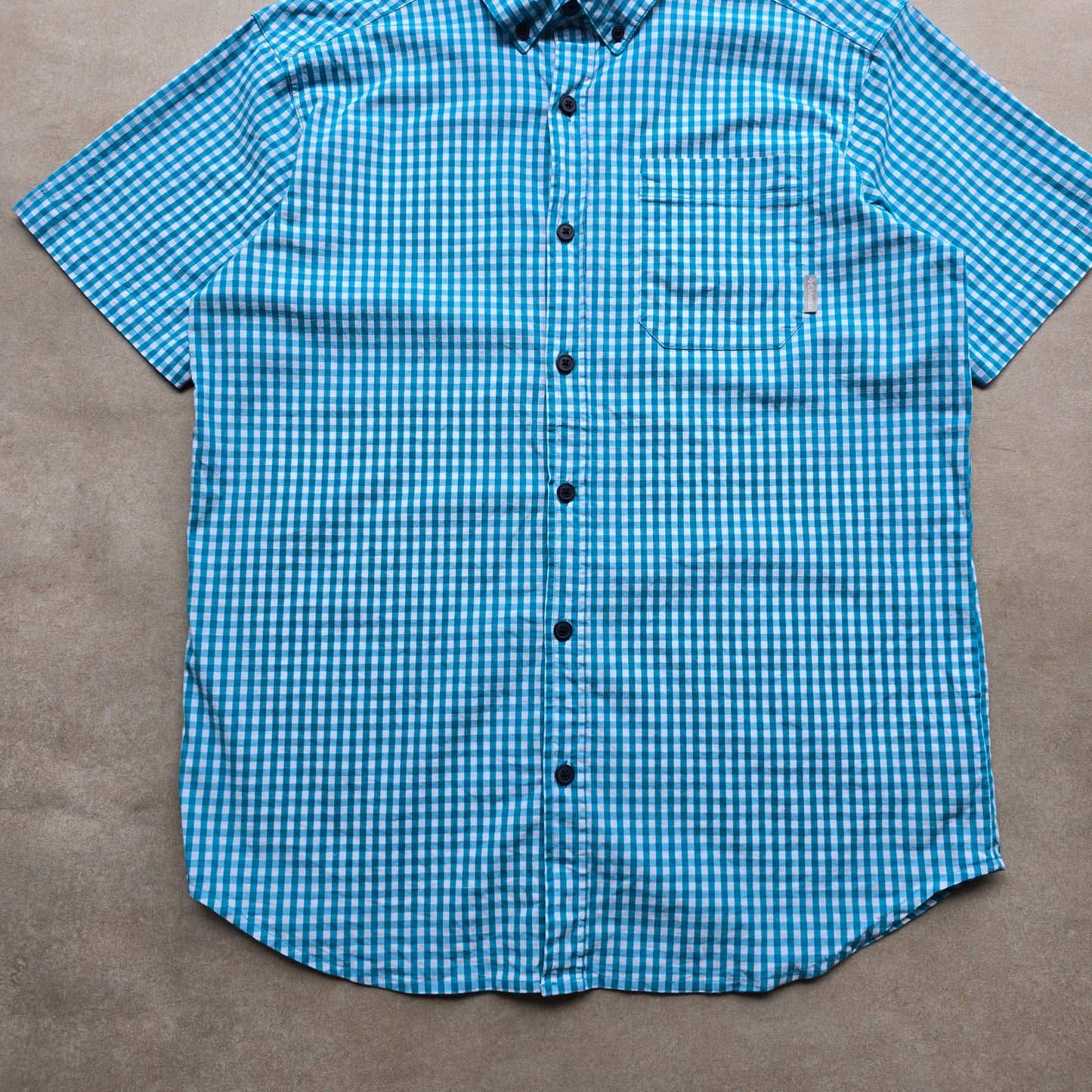 Columbia Check Short Sleeve Button Up Shirt - M/L